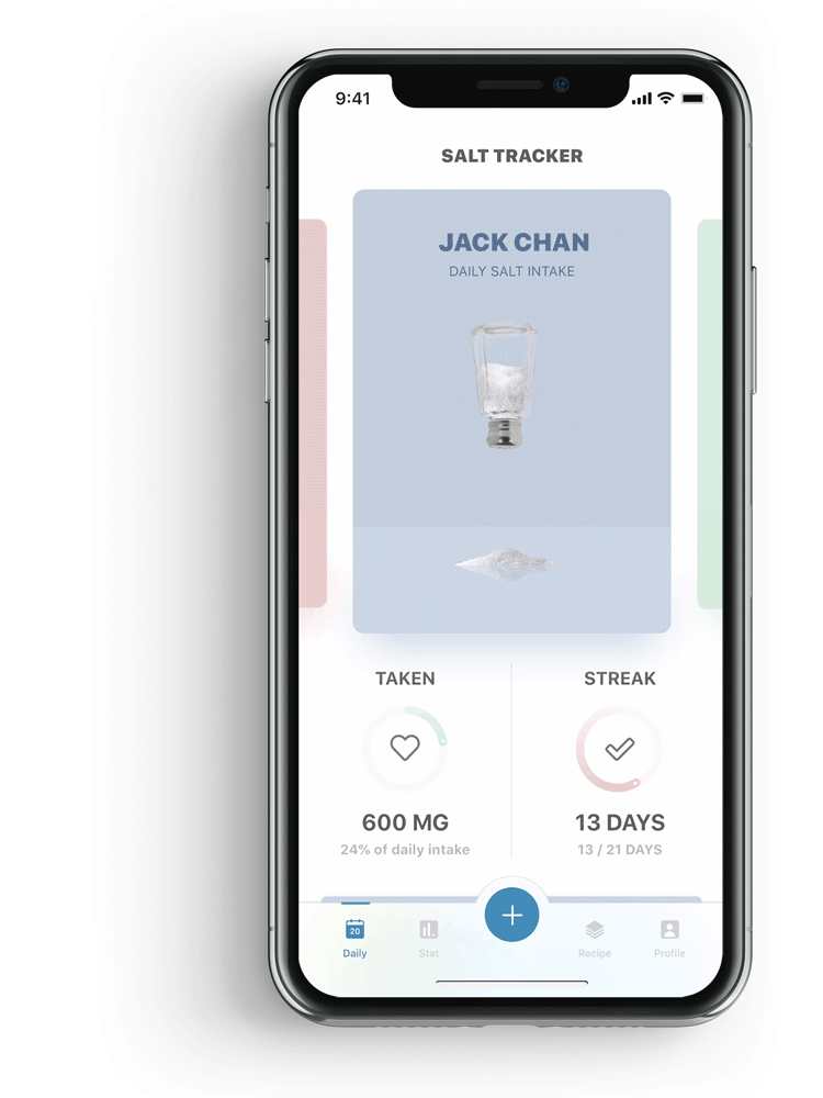 Swiping through low-sodium recipe cards