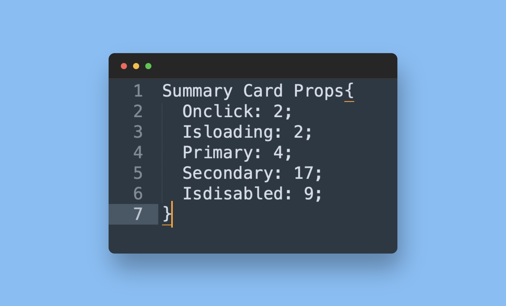 Sample data structure used for design validation